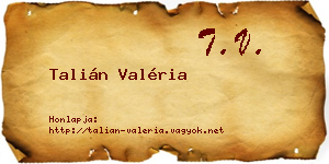 Talián Valéria névjegykártya